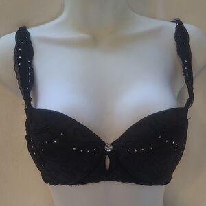 Chic Black Women's Bra with Sparkling Accents